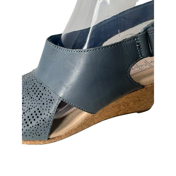 Clarks Lafley Joy Color Blue Grey Sandals Wedge Size 8.5 - Picture 15 of 16